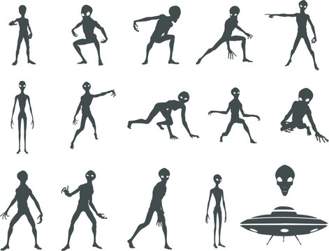 Alien SVG cut file, Alien silhouette, Alien face svg, Alien space silhouette, Alien vector, Alien UFO silhouette