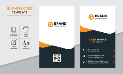Double-sided creative business card vector design template. Business cards for business and personal use. Vector illustration design, Vertical layout, Print ready