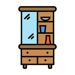 Illustration Vector Graphic of Dressing table, drawers, furniture Icon