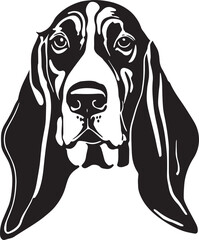 Basset hound dog face isolated on a white background, SVG, Vector, Illustration.	