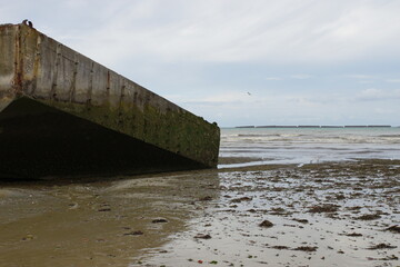 Remains of WWII Allied Mulberry Harbour, Arromanches (D-Day Landing Gold Beach) , Normandie, France