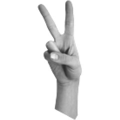 Halftone hand. Trendy  png  pieces. Gesture signs. Modern forms for card, print on clothes. Creative collage. - 584719002