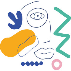 Trendy vector set with abstract shapes.
Hand drawn modern forms for card, print on clothes. Creative collage  png