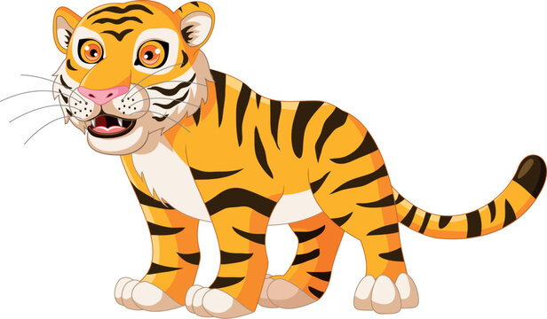 Cute Tiger Cartoon Posing