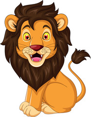 Cute Lion Cartoon Posing