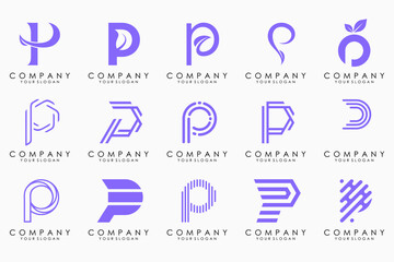 Set of letters P logo design. modern creative monogram icon design inspiration.