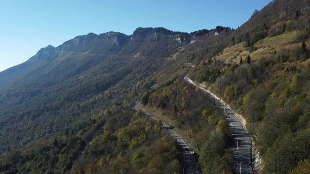 Mountain road switchback Wooded