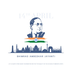 Bhimrao ambedkar. Dr. Bhimrao ambedkar. B. R. Ambedkar. Jayanti Indian Babasaheb day celebration vector Illustration - obrazy, fototapety, plakaty