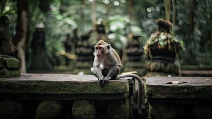 Sacred Monkey Forest Sanctuary, Ubud, Bali, Generative AI
