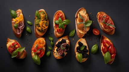 Bruskets, appetizer recipes. Generative AI