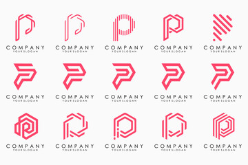 Set of letters P logo design. modern creative monogram icon design inspiration.
