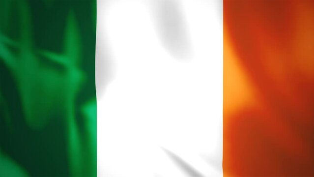 Flag of Ireland, national country symbol waving endlessly background