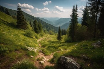 Fototapeta na wymiar in the Carpathians, there are mountains. Generative AI