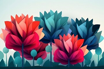 Colorful abstract flower meadow illustration. Generative AI