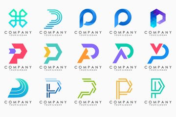 Set of letters P logo design. modern creative monogram icon design inspiration.