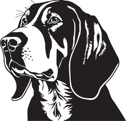 COONHOUND dog face isolated on a white background, SVG, Vector, Illustration.	