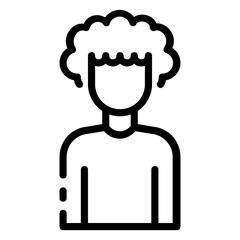 afro boy avatar outline icon