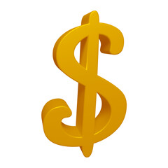 Golden dollar symbol or icon design in 3d rendering