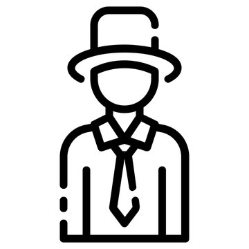 man wearing hat and tie outline clip art preview