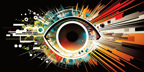 Abstract background, metaverse and technology, laser and geometric theme abstract background, light and glow, Generative Ai