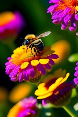 Fototapeta premium Rendering of The Graceful Flight of a Stunning Bee. Generative AI. 