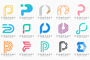 Set of letters P logo design. modern creative monogram icon design inspiration.