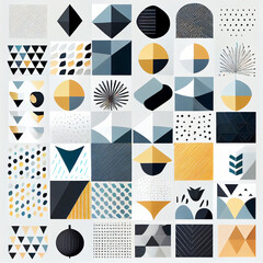 Obraz premium Set of versatile, minimalistic design elements and patterns t. The patterns are created using geometric shapes, lines, and subtle textures 