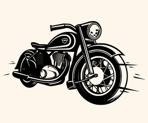 Vector Illustration of a Classic Motorcycle with lines drawing for logo,icon,clip art