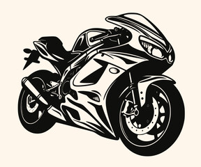 Fototapeta premium Vector Illustration of a Classic Motorcycle with lines drawing for logo,icon,clip art