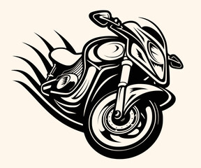 Vector Illustration of a Classic Motorcycle with lines drawing for logo,icon,clip art
