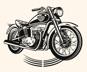 Vector Illustration of a Classic Motorcycle with lines drawing for logo,icon,clip art