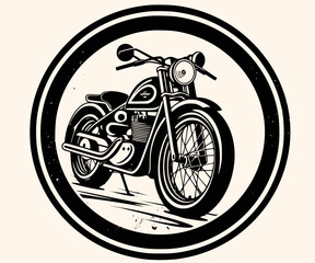 Vector Illustration of a Classic Motorcycle with lines drawing for logo,icon,clip art