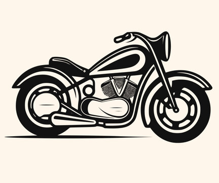 Vector Illustration of a Classic Motorcycle with lines drawing for logo,icon,clip art