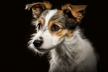 Adorable Fox Terrier on Dark Background: Capturing the Playful and Loyal Traits of the Breed