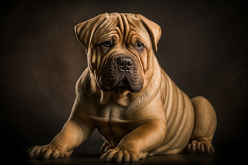 Majestic Shar Pei: A Captivating Image of a Unique Breed on a Dark Background