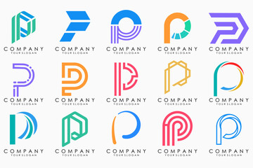 Set of letters P logo design. modern creative monogram icon design inspiration.