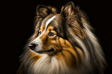 Discover the Graceful and Loyal Traits of the Shetland Sheepdog Dog on a Stunning Dark Background