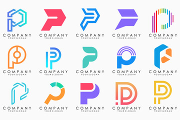 Set of letters P logo design. modern creative monogram icon design inspiration.