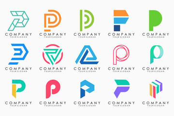 Set of letters P logo design. modern creative monogram icon design inspiration.
