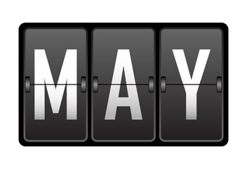 May. Name of the month on the cells of the mechanical tableau