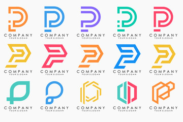 Set of letters P logo design. modern creative monogram icon design inspiration.