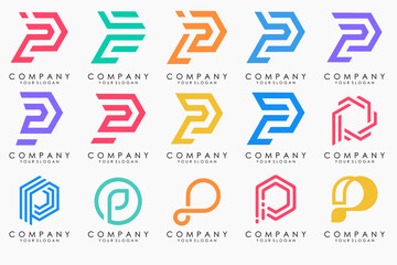 Set of letters P logo design. modern creative monogram icon design inspiration.