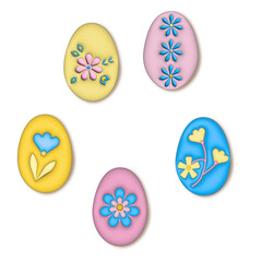 oval easter egg shaped iced cookies illustration in pastel colors