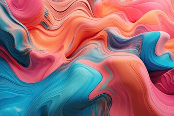 Dream-Like Holographic Design: Flowing Blue and Pink 3D Abstract Wave Background, Generative AI