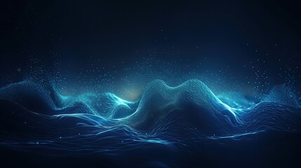 Fototapeta na wymiar Exploring a Galactic Future: Blue Glowing Waves of Cosmic Gravity. Generative AI