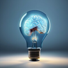 Illustrative Idea: Human Brain Inside a Bulb Light - Encouraging Creativity and Minimalistic Imagination. Generative AI