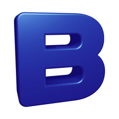 Blue alphabet letter b in 3d rendering for education concept