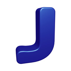 Blue alphabet letter j in 3d rendering for education concept