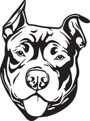 Pitbull dog face isolated on a white background, SVG, Vector, Illustration.	
