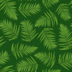leaves pattern green vegetation fern foliage wrap around seamless background tile 3D illustration